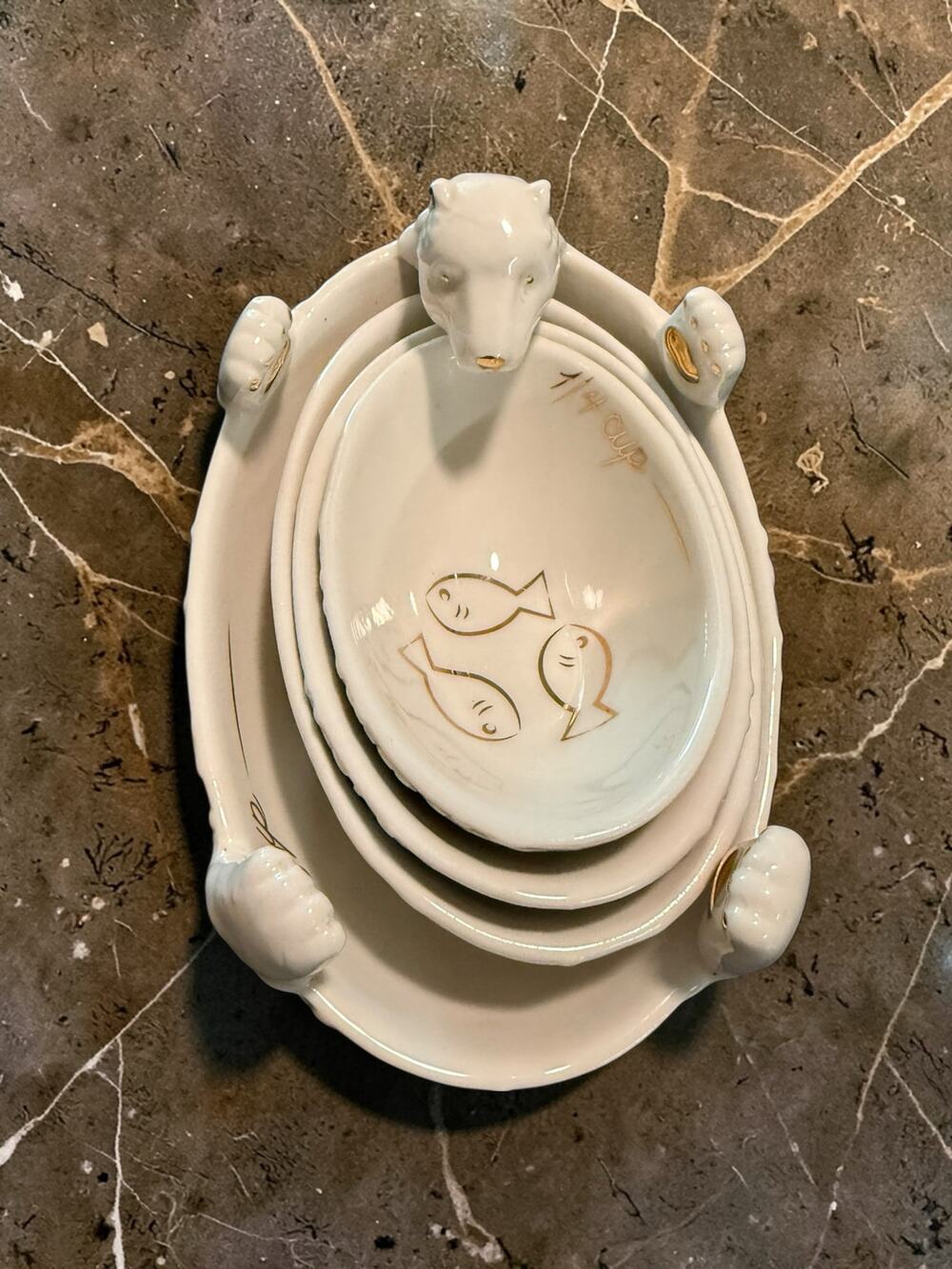 Rare Anthropologie Polar Bear Nesting Measuring Cups - Set of 4 -